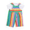 Bigjigs Toys Pruhované nohavice s trakmi a biele tričko pre bábiku 28 cm
