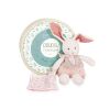 Doudou Darčeková sada - Plyšový Ecru králiček s ružovou dečkou z BIO bavlny 22 cm