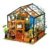 RoboTime 3D drevená skladačka Miniatúra domčeka Kvetinový skleník