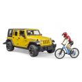 Bruder Jeep Wrangler Rubicon s cyklistom a okolo