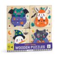 Mudpuppy Drevené puzzle sada 4 puzzle Halloween