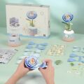 RoboTime 3D mechanická skladačka nočnej aroma lampy Modrá kamélia