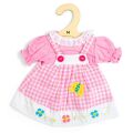 Bigjigs Toys Ružové kockované šaty s podbradníkom pre bábiku 34 cm