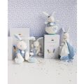 Doudou Darčeková sada - Hračka s úchytom na cumlík králiček 15 cm modrý