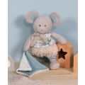 Doudou Darčeková sada - Plyšová myška s dečkou z BIO bavlny 22 cm