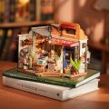RoboTime 3D drevená skladačka Miniatúra domčeka Kníhkupectvo na rohu