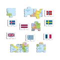 Larsen Vzdelávacie puzzle Európa Mapa a vlajky 70 dielikov
