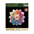 RoboTime Drevené puzzle Kvetinová mandala - poškodený obal