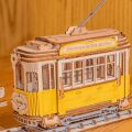 RoboTime 3D drevená skladačka Historická električka