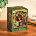 RoboTime 3D drevená skladačka Zarážka na knihy Miniatúra domčeka Tichý študijný kút