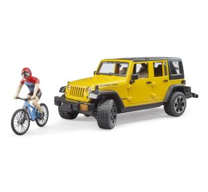 Bruder Jeep Wrangler Rubicon s cyklistom a okolo