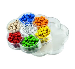 Detoa Drevené perličky v kytičke farebné