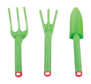 Bigjigs Toys Záhradná sada náradia plastová zelená 3ks