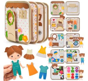 2Kids Toys Senzorická busy kniha Domček s bábikou