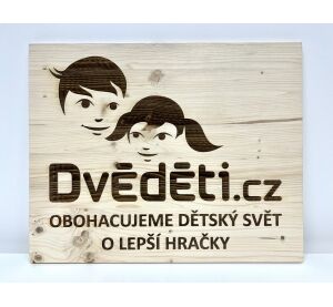 Dvěděti.cz Dřevěné logo 50x40 cm