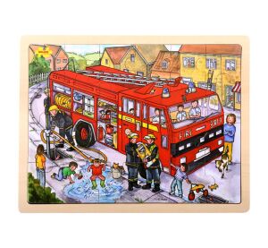 Bigjigs Toys Drevené puzzle hasiči 24 dielikov