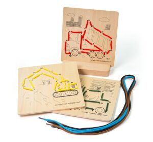 Bigjigs Toys Prevlekanie podľa čísel Stavebné stroje