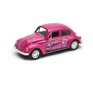Welly Volkswagen Beetle model 1:34 růžový duhový
