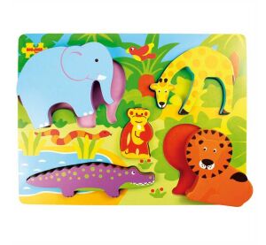 Bigjigs Toys Dřevěné vkládací puzzle Safari