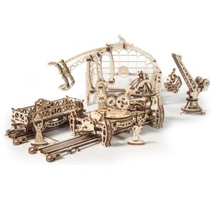 Ugears 3D drevené mechanické puzzle Mechanical Town železničné prekladisko