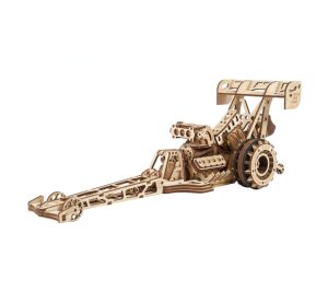 Ugears 3D drevené mechanické puzzle Závodné auto (dragster)