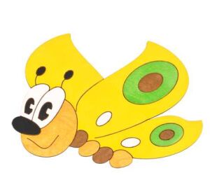 DoDo Stredná drevená dekorácia motýľ žltý