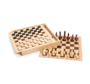 Jeujura Šach a dáma v drevenej krabici