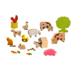 Jeujura Drevené figúrky k stavebniciam Hospodárske zvieratká 20 dielov