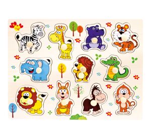 Bino Drevené puzzle safari 11 dielikov