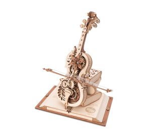RoboTime 3D drevená skladačka hracej skrinky Kúzelné violončelo (mechanický pohon)