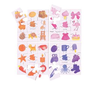 Bigjigs Toys Drevené didaktické puzzle farby 4v1