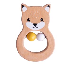 Bigjigs Baby Drevená hrkálka líška