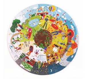 Bigjigs Toys Okrúhle podlahové puzzle Štyri ročné obdobia 50 dielikov