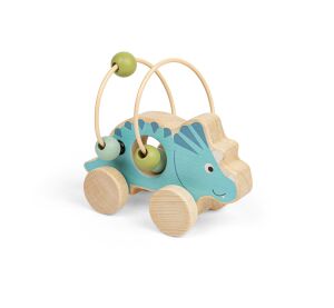 Bigjigs Toys Triceratops na kolieskach s korálkovým labyrintom