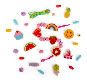 Bigjigs Toys Sada drevených korálikov Cheerful Charms
