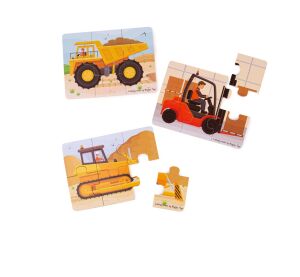 Bigjigs Toys Puzzle 3v1 Stavební stroje