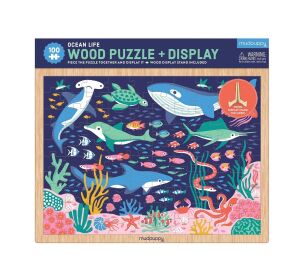 Mudpuppy Drevené puzzle Život v oceáne + stojan 100 dielikov