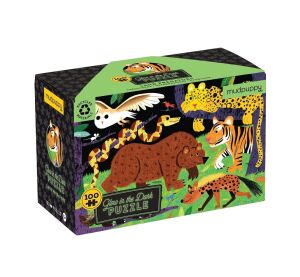 Mudpuppy Puzzle Predátori divočiny - svieti v tme 100 dielikov Poškodený obal