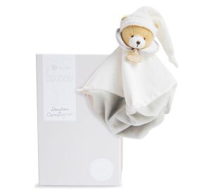 Doudou Darčeková sada Plyšový muchláčik sivý Medvedík 25 cm