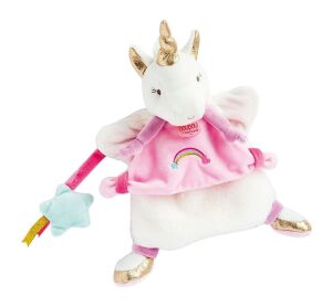 Doudou Plyšová maňuška jednorožec 25 cm