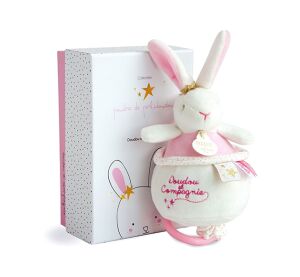 Doudou Darčeková sada - Plyšový ružový zajačik hrajúci melódiu 14 cm