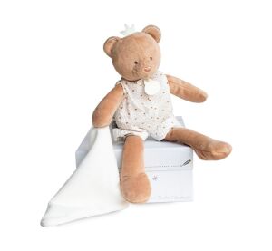 Doudou Darčeková sada - plyšová hračka medvedík s dečkou 28 cm