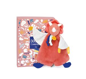 Doudou Darčeková sada - Plyšový muchláčik dinosaurus oranžový 25 cm