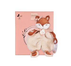 Doudou Darčeková sada Plyšová líška Mina s hrkálkou 18 cm