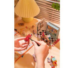 RoboTime 3D drevená skladačka Miniatúra domčeka Cukráreň