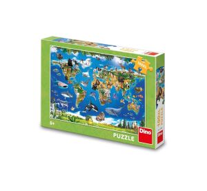 Dino Puzzle Mapa zvierat 100 XL dielikov
