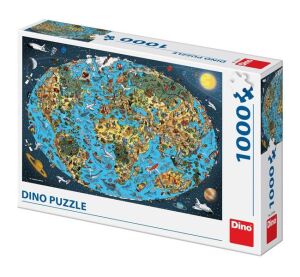 Dino Puzzle Kreslená mapa sveta 1000 dielikov