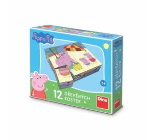 Dino Drevené obrázkové kocky Peppa Pig 12 kociek