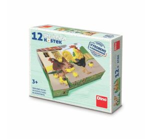 Dino Drevené obrázkové kocky Domáce zvieratká retro 12 kociek