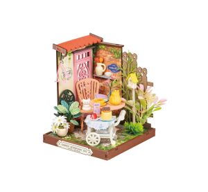 RoboTime 3D drevená skladačka Miniatúra domčeka Záhradný čajový kútik